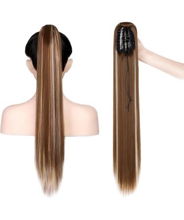 Cybelleza 22inch Ponytail Hair Extensions Ponytail Claw Jaw on Long Straight Pony Tails Clip in Hair Extensions Synthetic Hair pieces for Women (Golden Brown & Bleach Blonde) 22" Golden Brown&Bleach Blonde - Buy Online on GoSupps.com