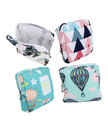 HAPINARY 4pcs Sanitary Napkin Storage Bag Mini Tool Kit Nursing Kit Travel Make up Organizer Bag Women Care Bag Coin Purse Sanitary Pad Bags Cotton Nursing Pad Pouch Lovely Bag Toilet Bag