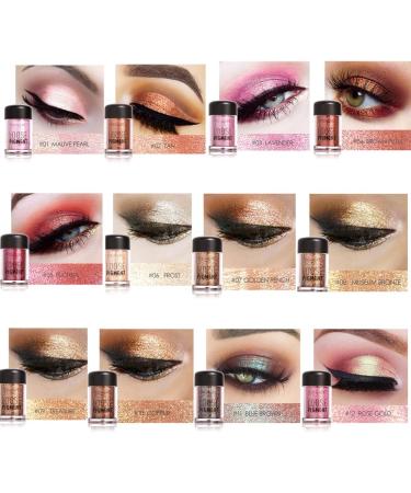 12 Colors Eyeshadow Eye Shadow Beauty Pigmented Eyes in All Fabrics High Glitter Eyeshadow Pigmented Powder for Eyes (#12) - Buy Online on GoSupps.com