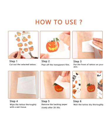 Whaline Halloween Temporary Tattoos - 270+ Waterproof Tattoo Stickers for Boy Girl Party Favors - Pumpkin Witch Ghost Bat Designs - Face Arm Body Decorations - Buy Online on GoSupps.com