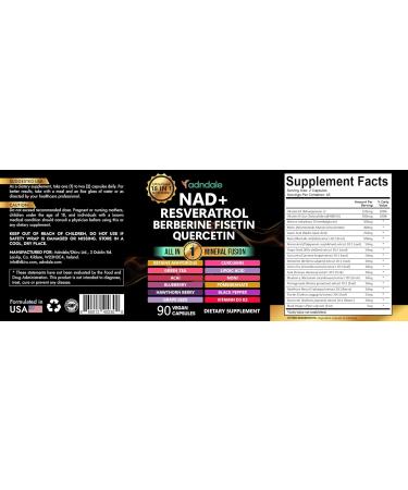 Adndale Liposomal NAD Supplement. Longevity Formula NMN Supplement Alternative. 90CT Advanced NAD+ Resveratrol NAD Resveratrol 90 Count (Pack of 1) - Buy Online on GoSupps.com