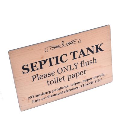 Septic Tank Pine Effect Sign Plaque Notice for Toilet Bathroom W.C only Flush Toilet Paper - Buy Online on GoSupps.com