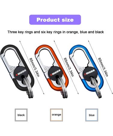 Buy Tuzhe Keychain Carabiner Set - 3 Rust-Free Steel Carabiners with 6 Key Rings in Black Red Blue | International Shipping Available - Buy Online on GoSupps.com