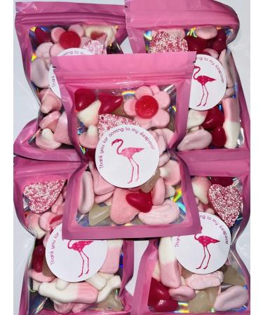 Flamingo Sleepover Birthday Gummy Jelly Sweet Pouch Party Bag Kids Pink Pick Mix x 6