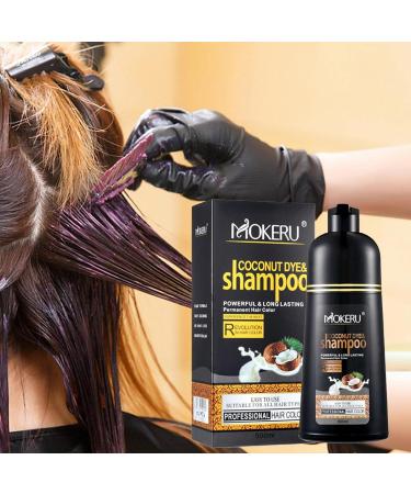 PUCHEN Coconut paint shampoo 500ml Black Herbal Shampoo No Fade Formula NonStick Scalp Fast Acting Black Hair Dye Chestnut Brown - Buy Online on GoSupps.com
