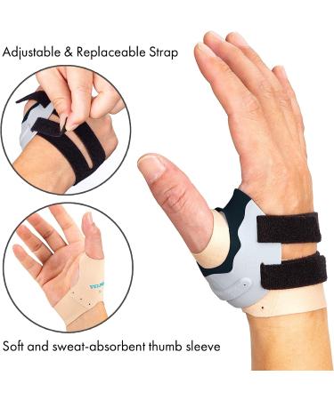 Velpeau Thumb Support Brace - CMC Joint Stabilizer Spica Splint for Osteoarthritis, Tendonitis, Arthritis Pain Relief - Medium Black-Left Hand - Buy Online on GoSupps.com