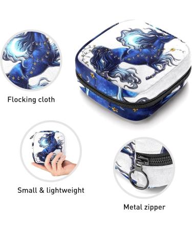 Shop Women's Portable Period Kit | Dark Blue Unicorn Storage Pockets Perfect for On-the-Go | Feminine Product Bag - Buy Online on GoSupps.com
