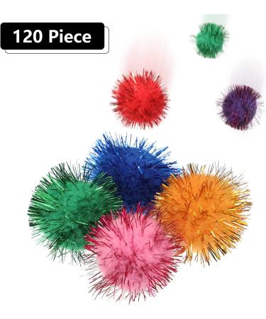 120 Assorted Color Cat Toy Balls - Interactive Furry Pom Pom Balls for Cats - Christmas Party Toy Balls - 1.2 x 1.2 Inch - Buy Online on GoSupps.com