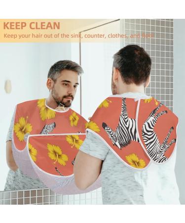 Zebras Flower Beard Bib Apron for Men | Non-Stick Waterproof Hair Catcher & Grooming Cloth | Perfect Gifts for Shaving & Trimming - Buy Online on GoSupps.com