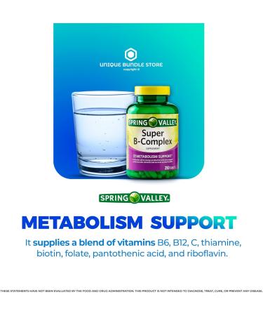Spring Valley Super Vitamin B Complex 250 Count Tablets with 7 Day Pill Organizer - Dietary Supplement Pack of 1 - Buy Online on GoSupps.com