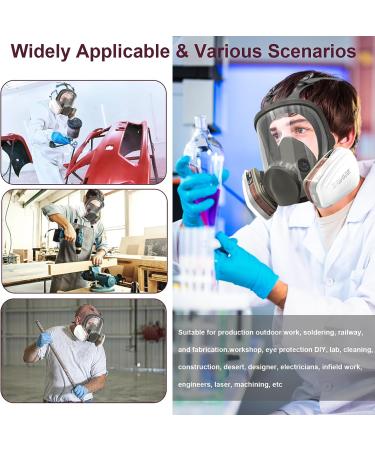 Full Face Respirator Mask 19 in 1 6800 Reusable Respirator Mask with Filters Organic Vapor Respirator Anti-fog Ideal for Paint Dust Spraying Chemicals Formaldehyde Polishing Sanding&Cutting - Buy Online on GoSupps.com