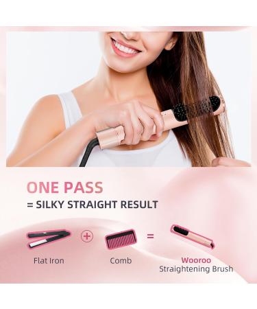 Hair Straightener Brush - Ionic Anti-Scald Ceramic Flat Iron for Women | Fast Heating Hair Styling Comb (Pink - Buy Online on GoSupps.com
