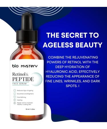 Bio Mystery Retinol & Peptide Face Serum Fine Lines Sun Spots Anti-Aging (33Ml / 1.11 Oz) - Buy Online on GoSupps.com