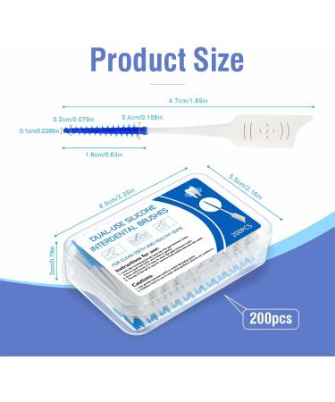 200 Interdental Brushes & Silicone Toothpicks | Dental Cleaning Tools for Teeth | Blue Interdental Brush Set - Buy Online on GoSupps.com