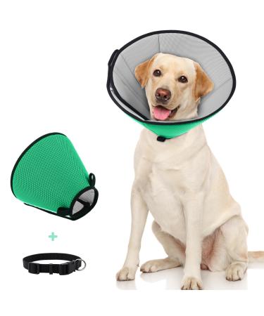 Supet breaker for dog leak protection soft protective collar tape tapes adjustable recycling neck band breathable pet elisabethane leak protection dog after op dog green xl xl neck circumference: 35-40cm lime green