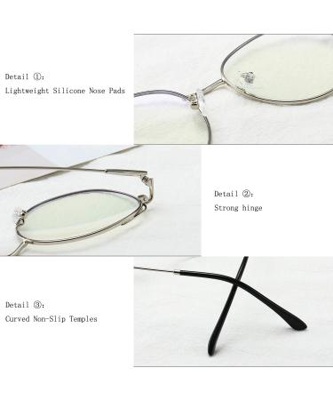 SanDish Cat Eye design Blue Light Blocking Glasses Hipster Metal Frame Women Eyeglasses Non Prescription Silver/Black6 - Buy Online on GoSupps.com