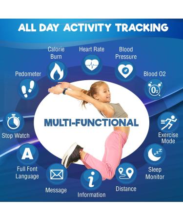 Inspiratek Kids Fitness Tracker for Girls and Boys Age 5-16 (4 Color)- Waterproof Fitness Watch for Kids with Heart Rate Monitor  Sleep Monitor  Calorie Counter and More - Kids Activity Tracker Blue - Buy Online on GoSupps.com
