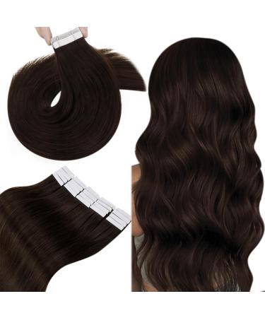 Hetto real hair extensions tape brown hair recovery real hair tapes invisible smooth extensions tapes remy extensions real hair tapes darkest brown silky hair #2 55cm 50g 55 cm #2 darkest brown