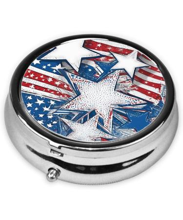 Patriotic Stars & Stripes Mini Round Pill Box | 3 Compartment Travel Organizer | Independence Day Pill Case for Home & Office - Buy Online on GoSupps.com