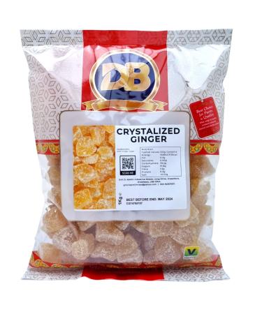 Crystallised Ginger 1kg: Premium Quality Crystalised Ginger Chunks - Delicious Crystallized Ginger Pieces for Snacking Baking & More - Natural 1 kg Bag of Ginger Goodness - Buy Online on GoSupps.com