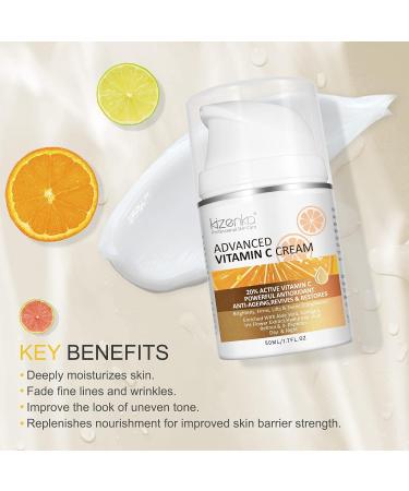 Vitamin C Cream 20% Vitamin C Age Aging Cream for Face and Skin Moisrturiser Day Cream Fits for Women for Smoothing Fine Lines & Wrinkles - 50ml - Buy Online on GoSupps.com