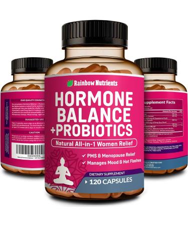2 Pack Hormone Balance + Probiotics for Women | Natural Relief for Menopause PMS & Bloating | Non-GMO | 240 Vegan Capsules - Buy Online on GoSupps.com