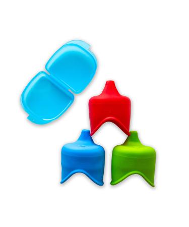 O-Sip! Silicone Sippy Lids - (Pack of 3) - BPA-Free - Converts any Glass Mason Jars or Cups to a Sippy Cup - Makes Drinks Spill-Proof Reusable Durable (Colors: Red Green Blue) - ModFamily