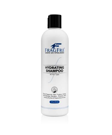 FRAGFRE Hydrating Sensitive Skin Shampoo 12 oz - Sulfate Free Shampoo - Fragrance Free Paraben Free - Color Safe Hypoallergenic Mild Hair Cleanser - Gluten Free Vegan Cruelty Free - Natural Cucumber 12 Fl Oz (Pack of 1)