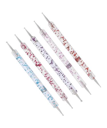 ZUNATE 5-part 2-way puncture-pin tool nail art-top color manicure set nail blemishes diy nail art with rhinestones steel balls and pearls
