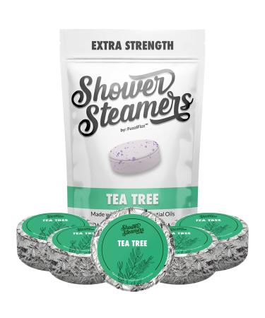 FuzziFizz Shower Steamers Aromatherapy Essential Oil Scented Shower Bombs | Bath Shower Tablets | Spa Shower Steamer Pods | Stress Relief Self Care Gifts for Women Tea Tree Bath Vapor (Pack of 8)