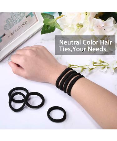 100 Pieces Seamless Cotton Hair Ties for Thick Hair - Elastic Ponytail Holders & Headbands - No Kinking Hair Accessories (Black) - Buy Online on GoSupps.com