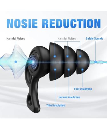 2 Pair Reusable Silicone Ear Plugs for Adults - Noise Cancelling Sleep Swimming Work Travel & Concerts (Black - Buy Online on GoSupps.com