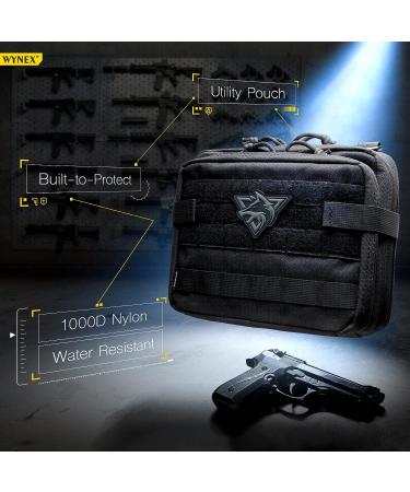 WYNEX Tactical Large Admin Pouch - Double Layer Design, Molle EDC EMT Utility Pouch with Map Sleeve, Flag Patch Included - Black - Buy Online on GoSupps.com