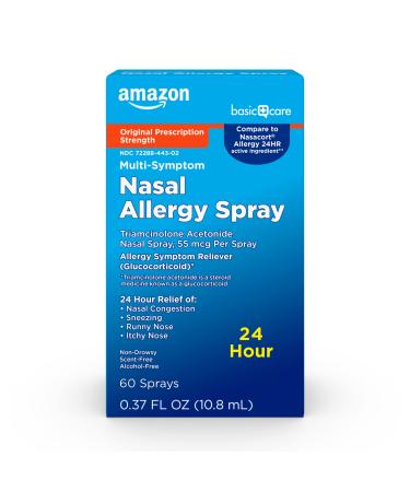 Amazon Basic Care Multi-Symptom Triamcinolone Acetonide Nasal Allergy Spray, 0.37 fl oz (Pack of 1)
