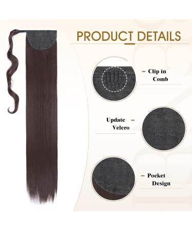 Benehair Ponytail Extension 32 Inches Long Wrap Around Ponytail Hair Extension Straight Synthetic Clip in Hairpiece for Women Medium Brown Medium Brown 32 Inches - Buy Online on GoSupps.com