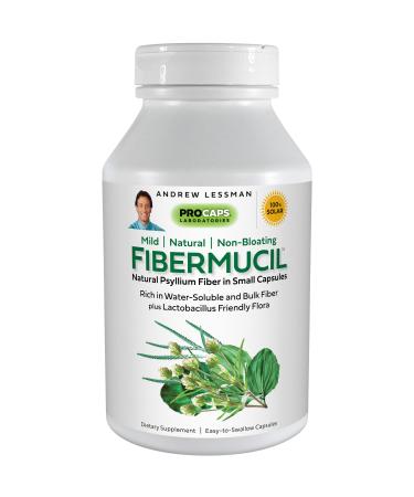ANDREW LESSMAN Fibermucil 360 Capsules Psyllium Husk Powder. Gently Promotes Regularity and Digestive Health. Rich in Fiber. Gentle Easy and Effective. No Additives. Small Easy to Swallow Capsules