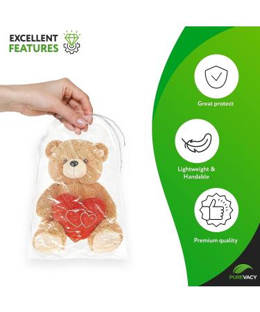 PUREVACY Clear Drawstring Bags 12x16.5 - Pack of 100 | Waterproof 2 mil Plastic Bags for Travel, Shipping, Storage | Odorless Shoe Dust Bags with Double Cotton Drawstrings - Buy Online on GoSupps.com