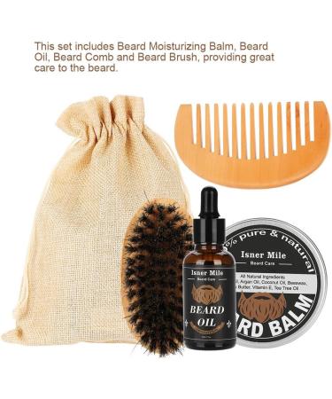 4pcs Men's Beard Care Set | Moisturizing Balm Beard Oil Comb & Brush | Premium Grooming Essentials - Buy Online on GoSupps.com