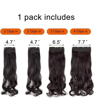 ZAIQUN Clip in Hair Extensions Straight Curly Wavy 4 Pieces Set Thick Clip in on Synthetic Hair Extensions Hairpieces for Women 18" 24" 24 Inch Curly 24"--Dark Brown - Buy Online on GoSupps.com