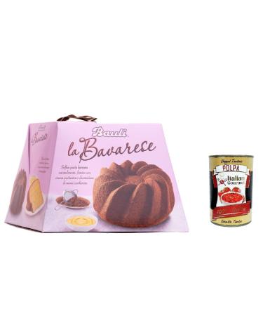 Italian Gourmet E.R. Bauli Torta La Bavarese Set of 4 cakes covered in sweetened cocoa and filled with pastry cream 700g + Italian gourmet polpa 400g