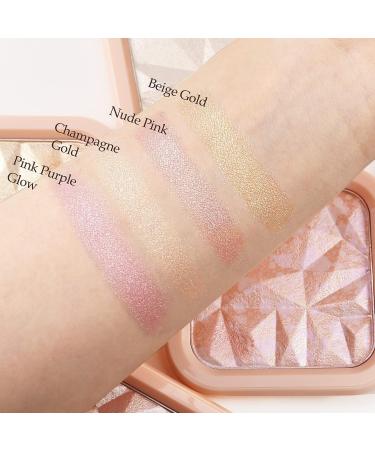 Boobeen Highlighter Palette - Shimmer Glitter Face Makeup with Brush | Illuminator & Contour Bronzer for Natural Long Lasting Glow - Buy Online on GoSupps.com