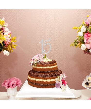 ABOOFAN 15 Cake Topper 15th Birthday or Anniversary Party Number 15 Crystal Rhinestones 15th Cake Decoration for Happy 15th Birthday Cake Topper Supplies (Silver) - Buy Online on GoSupps.com