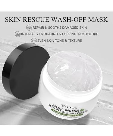 Snail Mucin Mask Snail Rescue Skincare Smooth Jelly Mask Calming Face Mask Hydrating Face Mask with 96% Snail Mucin & Mint Extracts Repairing Skin for Blemishes and Dullness - Buy Online on GoSupps.com