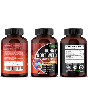 Premium Horny Goat Weed 8650mg with Tribulus Terrestris, Panax Ginseng, Ashwagandha Root, Maca Root - Energy Booster & Memory Support - 90 Count 3-Month Supply - Buy Online on GoSupps.com