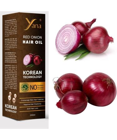 Yana Cosmetics Pvt ltd Yana Red Onion Hair Oil for Hair Growth with Bhringraj Brahmi & Sesame Oil Pure & Natural Hair Fall Control NonSticky Fast Absorbing Suitable for All Hair Types for Dry & Frizzy Black Hair women - Buy Online on GoSupps.com