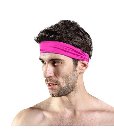 Adjustable Non-Slip Running Headband | Sweat Wicking Sports Sweatband - Hot Pink - Buy Online on GoSupps.com