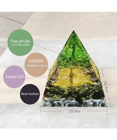 Tree of Life Orgone Pyramid - Protection Crystals for Positive Energy and Healing - Energy Generator Home Decor Gift - Black - Buy Online on GoSupps.com