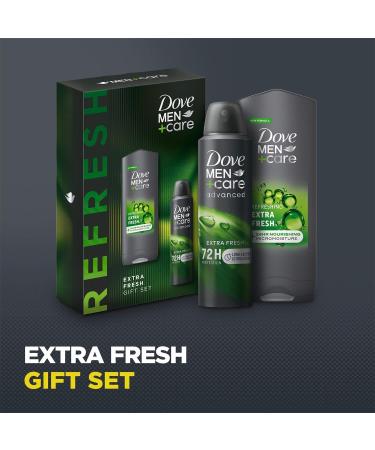 Dove Men+Care Refresh Extra Fresh 3-in-1 Hair Face & Body Wash and Advanced 72H Protection Antiperspirant 2 Pieces Ready to Give Gift Set for Him - Buy Online on GoSupps.com
