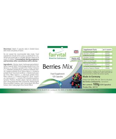Fairvital Berry Mix | High Dose Antioxidant Capsules - Vegan - 120 Count - 8 Berries & Spirulina for Optimal Health - Buy Online on GoSupps.com