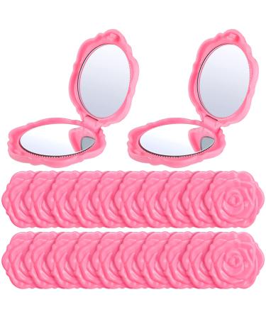 Yulejo 20 Pack Compact Mirror Pink Mirror Plastic Mini Travel Makeup Mirror Portable Foldable Mirrors Rose Flower Shaped Compact Mirror Hand Bridesmaids Gift for Women Girls Wedding Party - Buy Online on GoSupps.com